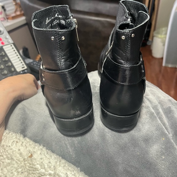Cartel Women’s Black Leather Booties with Side Zippers And Buckles Size 10 - Picture 4 of 7